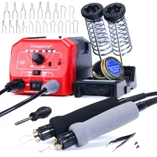 Wood Burning Kit w/ Dual Pens Adjustable 250-750°C Pyrography Tool for Beginner