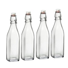 Bormioli Rocco 4-Pc Swing-Top Glass Bottles - 17oz Reusable Beverage Container