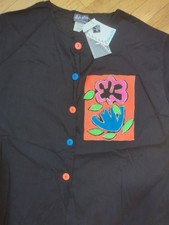 Style Plus Of California USA Made Black Neon Button Up Shirt 20W 1990's NOS