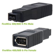 2x IEEE1394a FireWire 400 6Pin Female to 1394b FireWire 800 9Pin Male Adapter