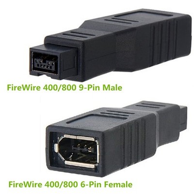 2x IEEE1394a FireWire 400 6-Pin Female to 1394b FireWire 800 9-Pin Male Adapter