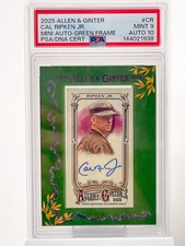 🔥 2025 A&G Mini Cal Ripken Jr Green Auto PSA 9/10 POP 1 None Higher🔥 19/50 NUM