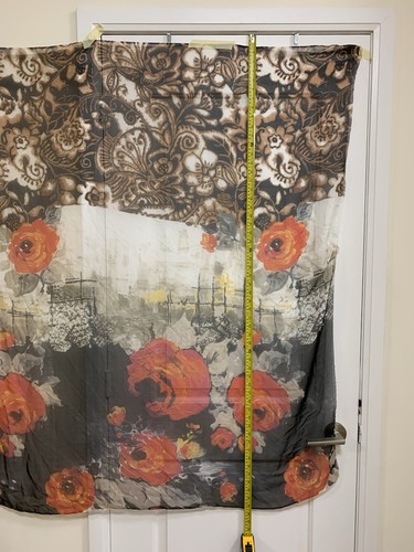 100 silk fabric Floral print w large expressive red, orange roses 2 yards by 54" - Picture 13 of 13