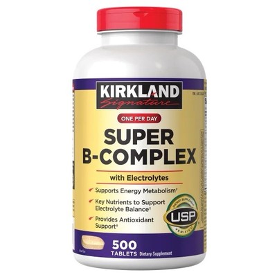  Kirkland Signature Super B-Complex with Electrolytes, 500 Tablets