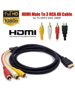 Cable HDMI a 3 RCA AV 1.5m Adaptador Video Audio 1080p HDTV Macho a Macho