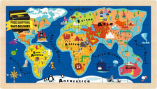 World Map Jigsaw Puzzle for Kids Ages 4-6, 24 Piece