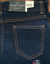 Girl's 10 REG 25 X 26 FADED GLORY Jeans Boot STRETCH ADJUSTABLE WAIST DARK BLUE