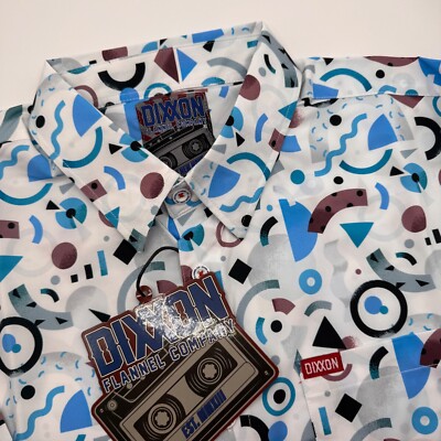 Dixon Flannel Company Men's XL 80s/90s Party Shirt Geometric Print Short Sleeve