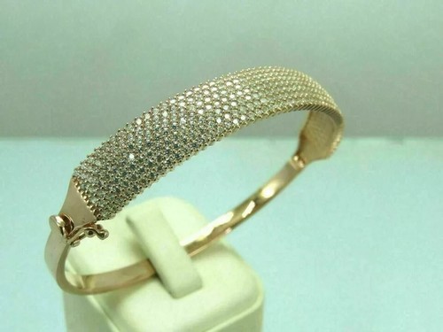 4Ct Round Cut Lab-Created Diamond 14k Yellow Gold Finish Women Bangle Bracelet - Picture 2 of 6
