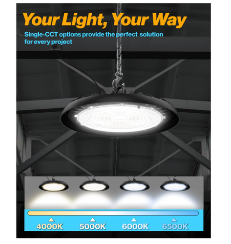 2 Pack UFO LED High Bay Light, Plug & Play Lighting for Warehouse, 4000K Cool - Picture 5 of 7