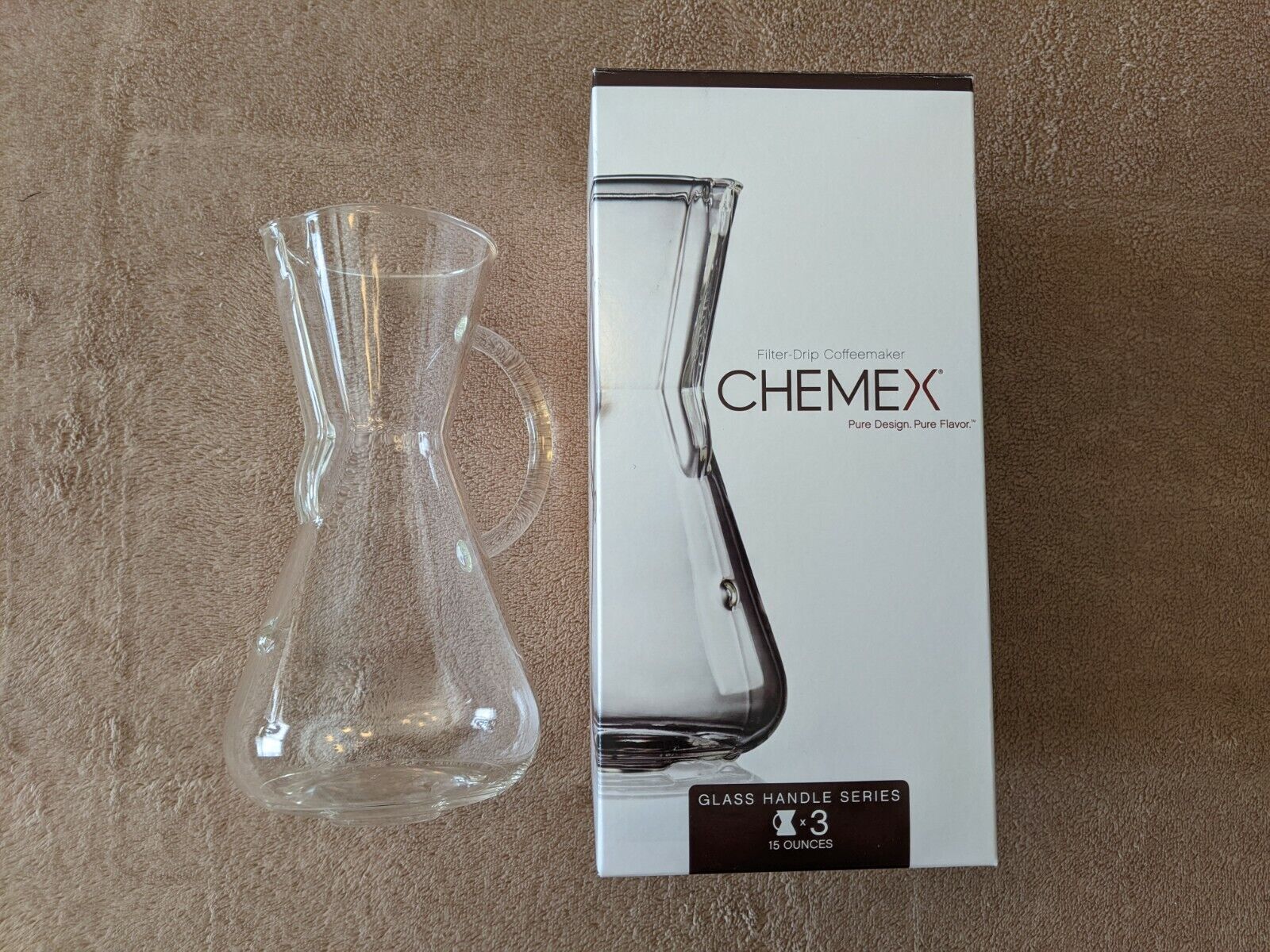 Chemex Pour-Over Glass Coffeemaker - Glass Handle Series - 3-Cup