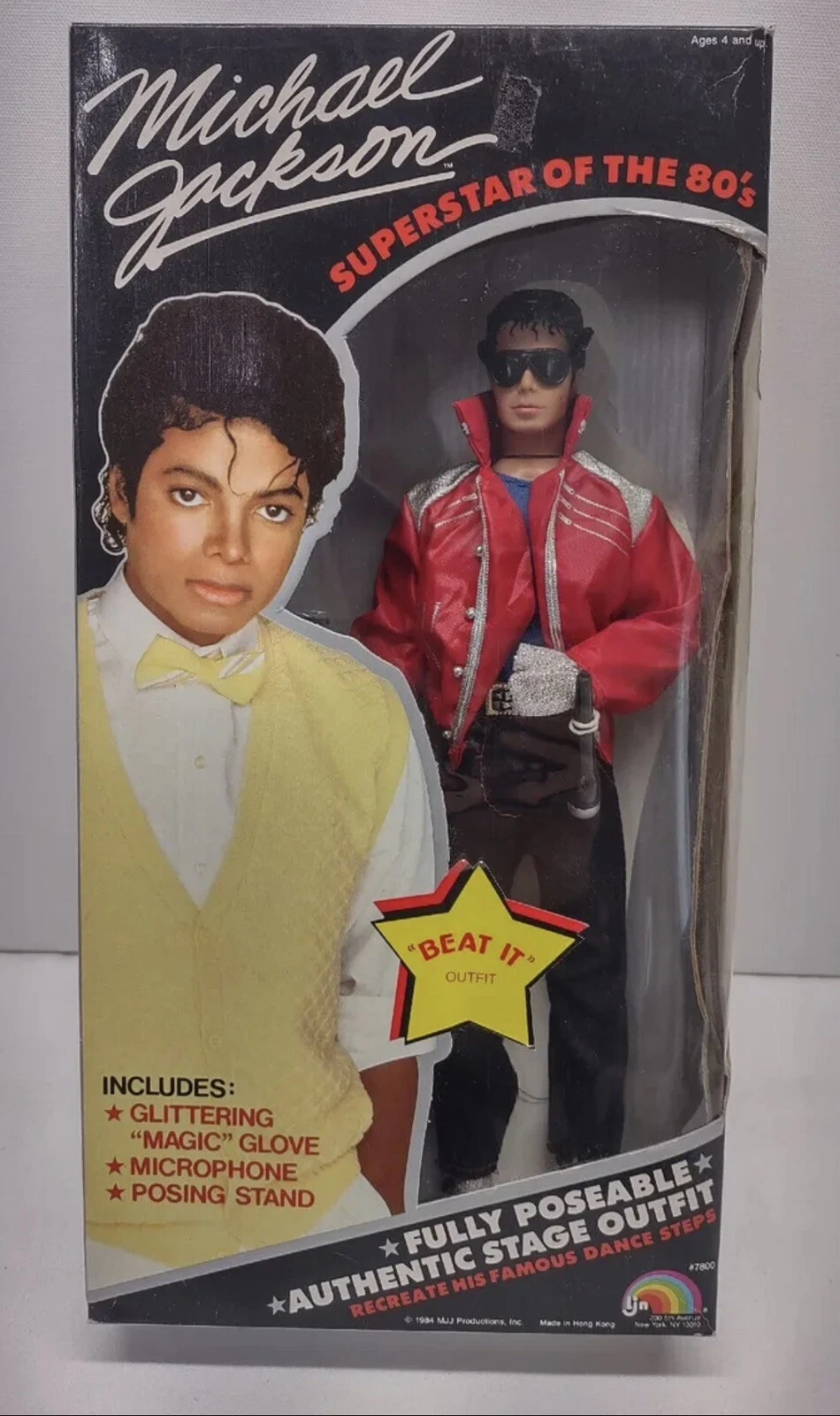 ヴィンテージ 1984年 マイケルジャクソン 80 年代のスーパースター "ビートイット"人形 ペン先 非常にレア - 画像1/3