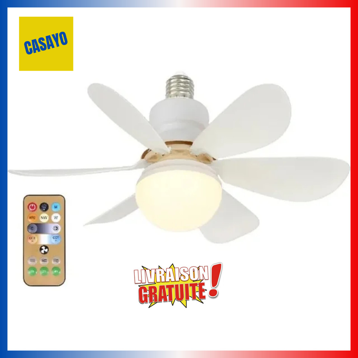 Plafonnier ventilateur LED 40W télécommande pour grand salon salle à manger