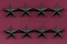 Four Star Generals Rank Insignia 4 Stars in subdued Combat Black USA Made metal