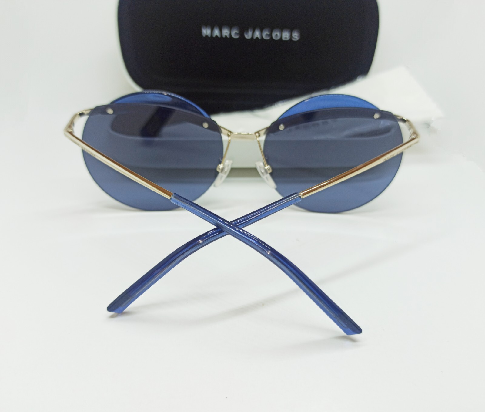 NEW RARE Authentic Marc Jacobs MJ102/S 3YG J3 Silver Rimless Frame / Blue Lens image 7