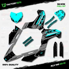 Gray & Cyan Slick Racing Graphics Kit fits 08-18 Kawasaki KLX140 KLX 140 Decal