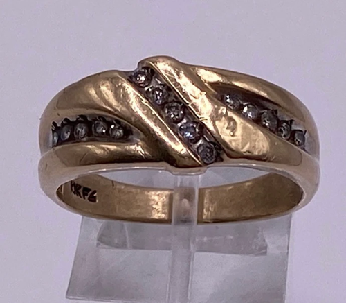 10k Yellow Gold Channel Set Diamond Mens Ring Sz 9.5 - Picture 3 of 10