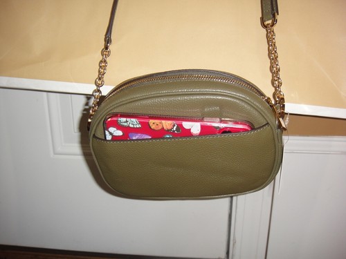 New MICHAEL KORS Jet Set CHARM Pebbled Leather  OLIVE Crossbody Bag $278.00 - Afbeelding 2 van 16