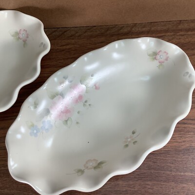 1 Pfaltzgraff TEA ROSE Scalloped Serving Bowl Fluted Relish Dish Nut Candy 9x5.5