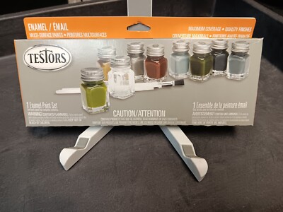 Testors Enamel Flat Paint Set - 9 Bottles, 3 Brushes - 281229