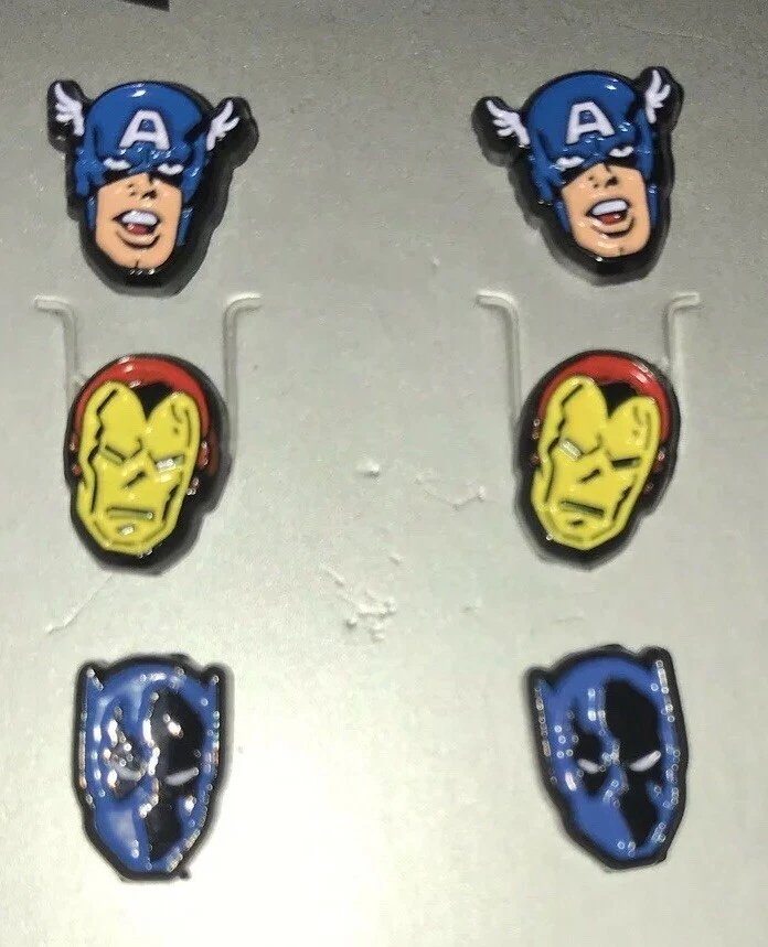 Серьги-гвоздики Marvel 80 Years Avengers Железный человек, Капитан Америка, Черная пантера - Изображение 2 из 3