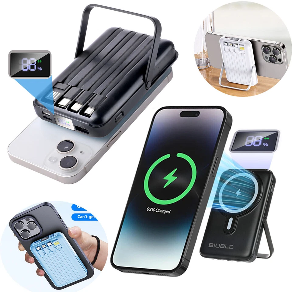 BIUBLE 9000000mAh Power Bank Magsafe Magnetic USB Fast Charger Battery Pack for Phone