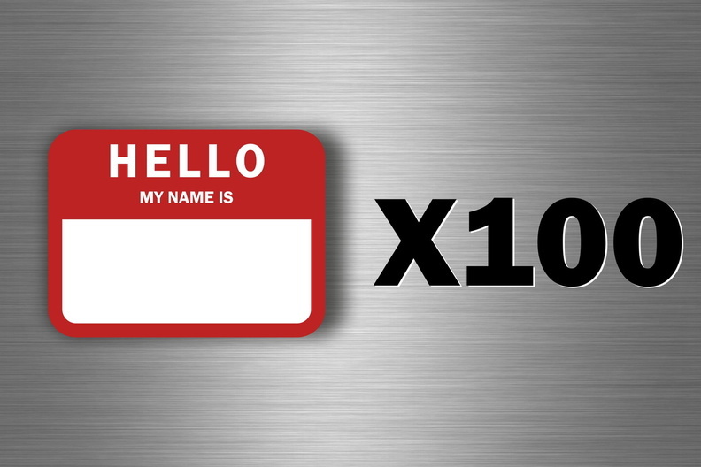 100 Autocollants Hello My Name Is pour Skateboard et Tuning Moto