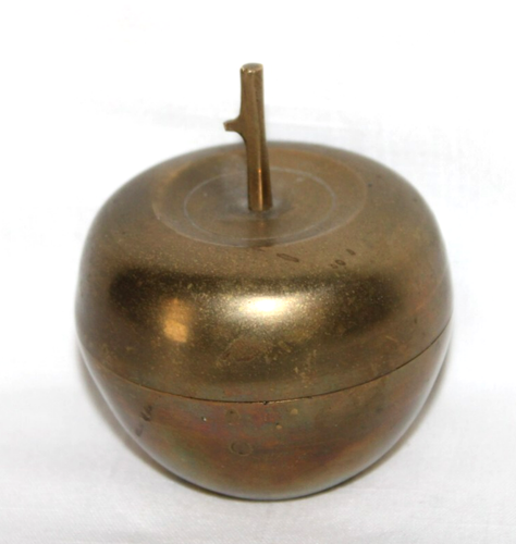 Vintage Brass Apple NO LEAF 2-Piece Trinket Box 3" Tall x 2" Diameter-WRC - Picture 3 of 8