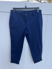 Talbots Girlfriend Chino Pants Size 8P Petite Blue Stretch Mid-Rise Cotton
