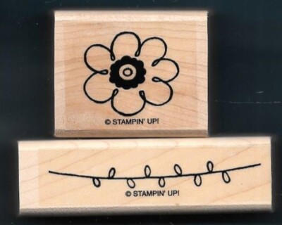 FLOWER LEAF STEM Botanical Design Landscape Stampin' Up! Wood Mount RUBBER STAMP