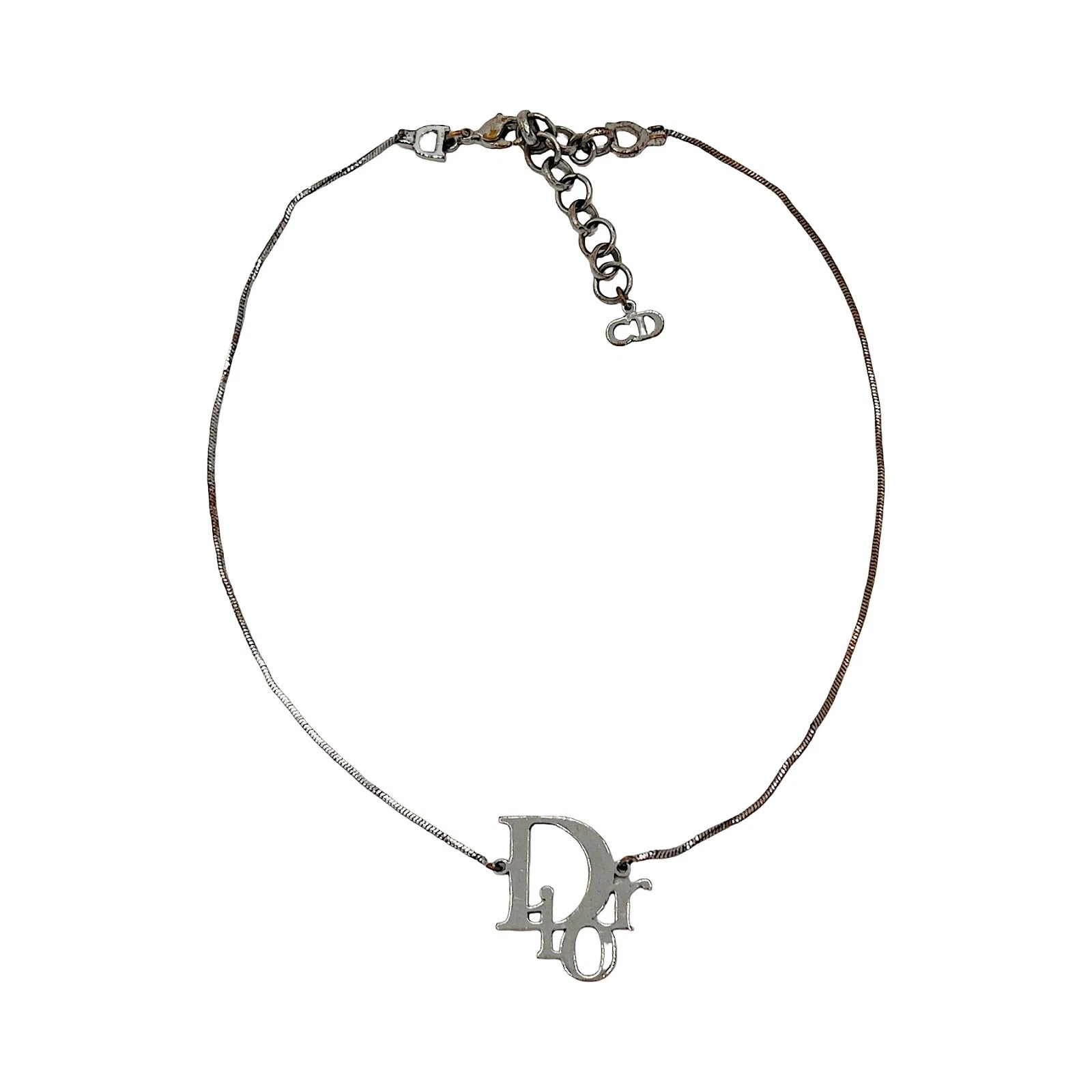 Collana Christian Dior Argento Logo Monogramma Vintage Autentica Y2K Autentica