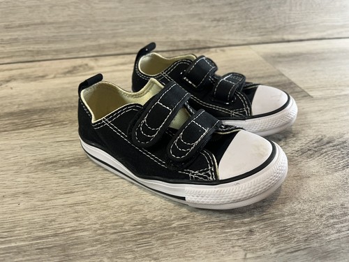 Converse Kinder Größe 7 Schwarz All Star Sneaker Low Top Canvas Schuhe