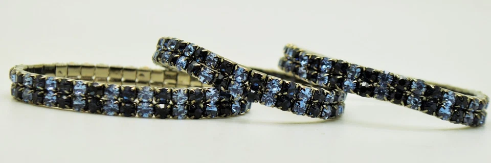 Venta al por mayor lote de joyas 6 piezas pulseras elásticas diamantes de imitación azul y Montana 2 líneas Foto 3 de 3