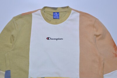 MOONSUN MJ コラボ M.C UNISEX, Stripe Collar Sweatshirt Champion Multicolor Colorblock Sweatshirt Crewneck 214354