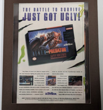 Vintage Framed Laminated Alien vs. Predator SNES Ad 1993 Retro Gaming Art