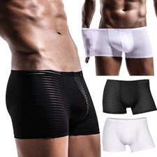 Men's Sexy Underwear Breathable Briefs U-Pouch Boxers Striped Shorts Underpants