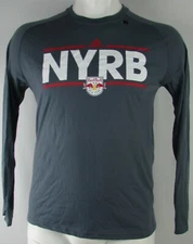 New York Red Bull Adidas Men's Gray Long Sleeve V-Neck T-Shirt