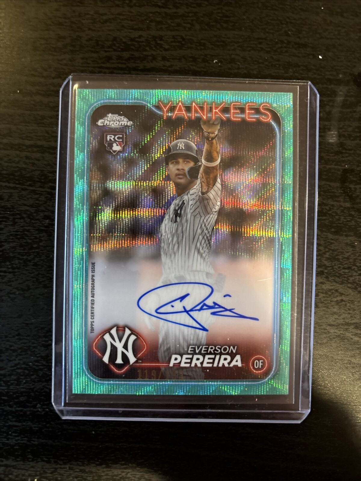2024 Topps Chrome Everson Pereira NY Yankees Aqua Wave /199 Rookie Auto #RA-EP