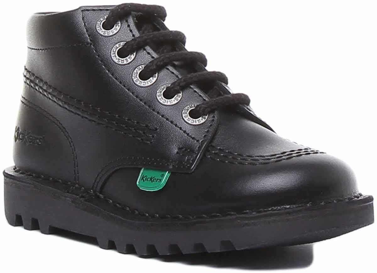 Kickers Kick Hi Zip Core Lace With Side Zip Ankle Boot In Black