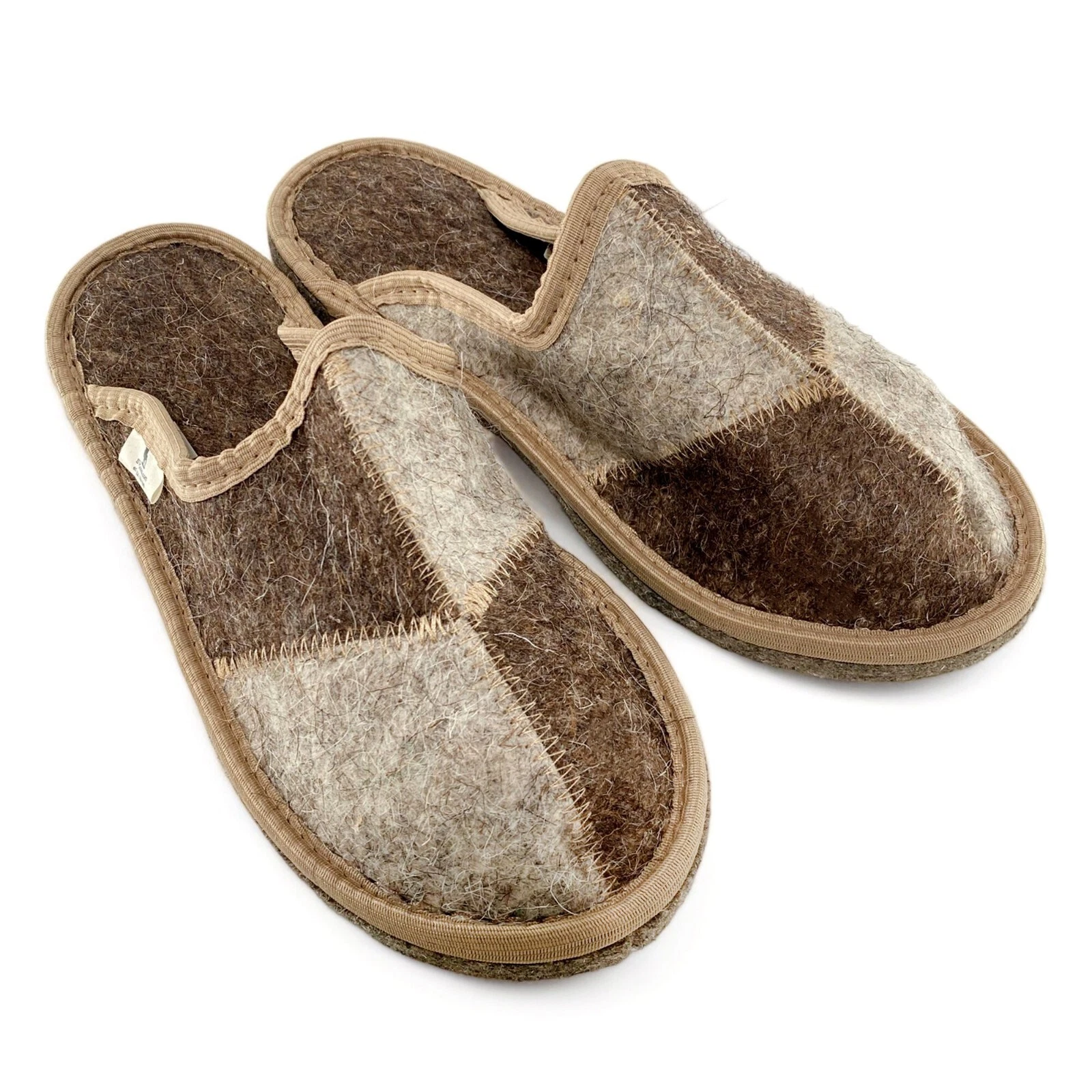 Russian Felt Men's Slippers 100% Sheep Wool Warm Cozy Home Shoes Natural