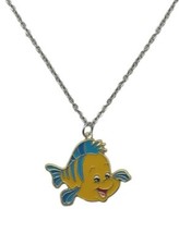 Flounder The Little Mermaid Character Charm Pendant Necklace