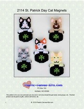 St. Patrick's Day Cat Magnets-Plastic Canvas Pattern or Kit