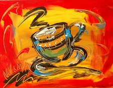 COFFEE by  Mark Kazav  Large Abstract Modern Original Oil Painting HE7HgT