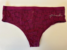NWT Victoria's Secret PINK wear everywhere Lace Cheekster Panty Pink Crystals M