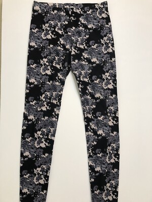 Women's THREADS 4 THOUGHT Brand Black/Gray Graphic Leggings - Size Medium