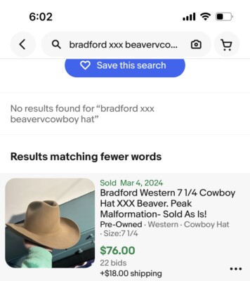Bradford Western 7 1/8 Cowboy Hat XXX Beaver. Sold As Is. | eBay