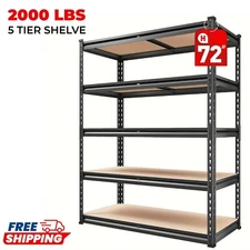 5 Tier Adjustable Heavy Duty Storage Shelving Unit Steel Organizer Wire Rack 72"