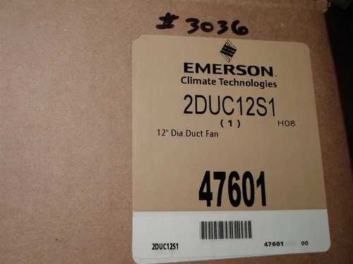 NEW: EMERSON Climate Tech. 2DUC12S1 12" DIA. DUCT FAN - 1/70 HP RPM 1550