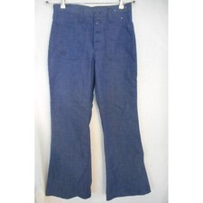Vintage 1960s / 70s 30 x 30 flat front denim jeans Maverick Flared Bell Bottom