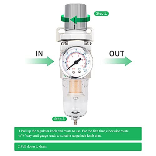 1/4 NPT Compressed Air Filter Regulator Combo Air Compressor Water Separator - Picture 4 of 7